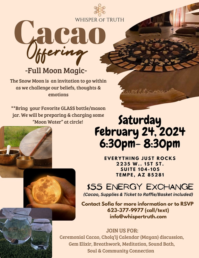 SOFIA’S SPECIAL CACAO OFFERING EVENT-SAT 2/24 6:30 pm